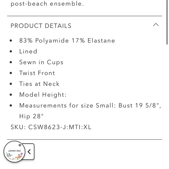 Johnny Was Mila Floral Ruched One-Piece Swimsuit sz XL adjustable straps - Picture 6 of 14